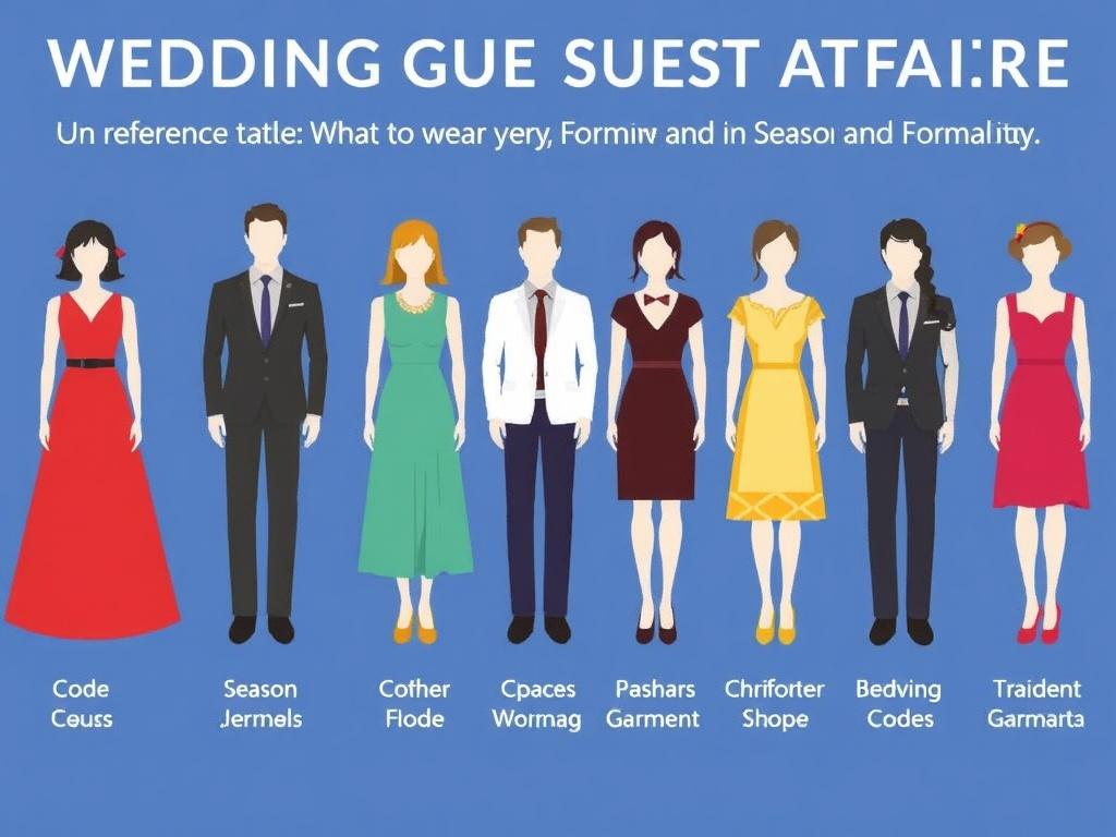     Wedding Guest Attire: What to Wear for Every Season and Formality. Tabla de referencia rápida: código, prendas recomendadas y zapatos
